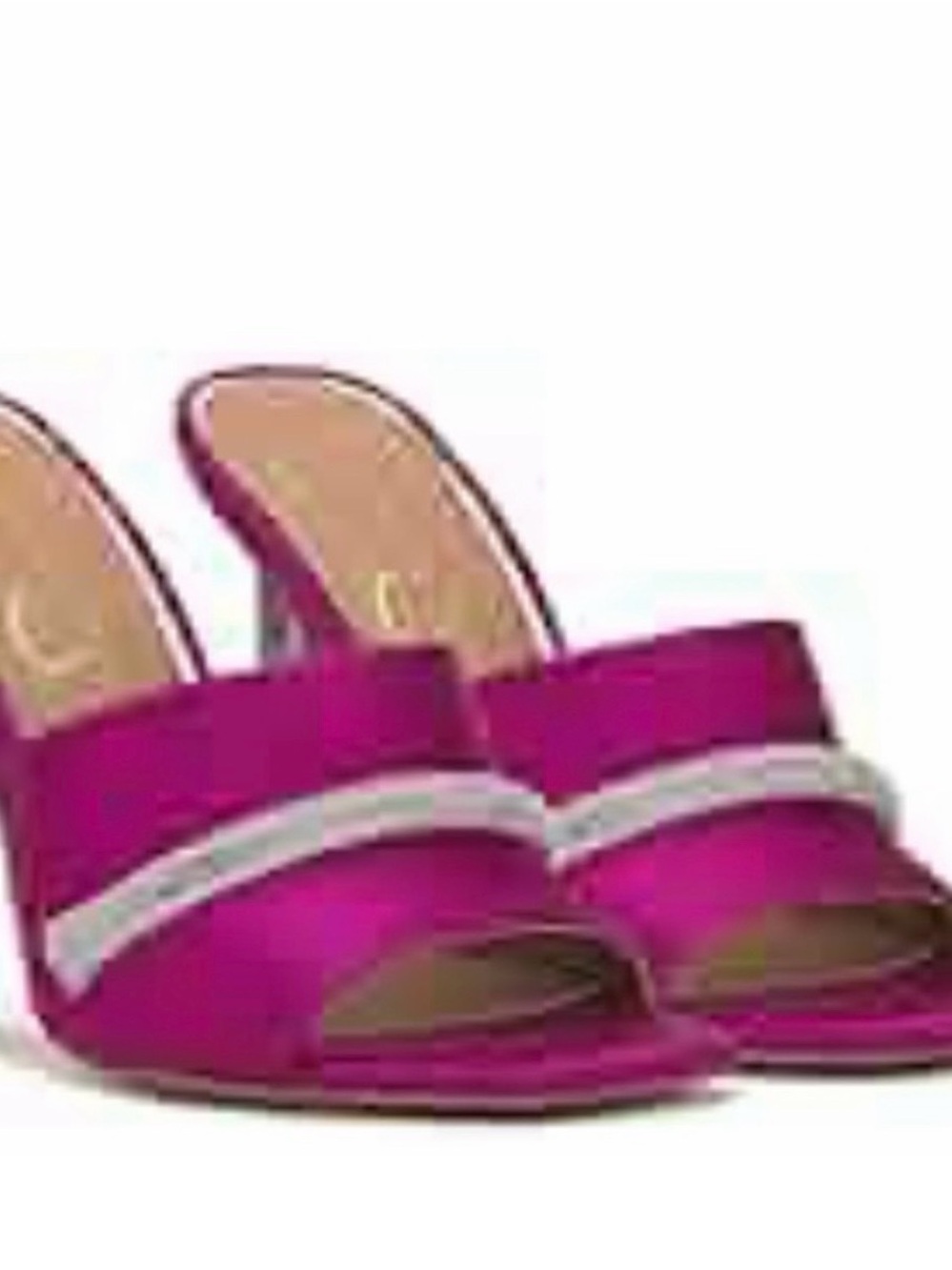 Jessica Simpson Fuchsia Open-Toe Slide Sandals with Silver Accent